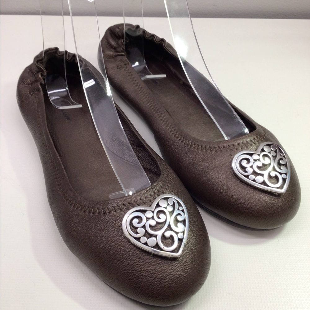 Brighton Bronze Flats with Silver Heart Detail